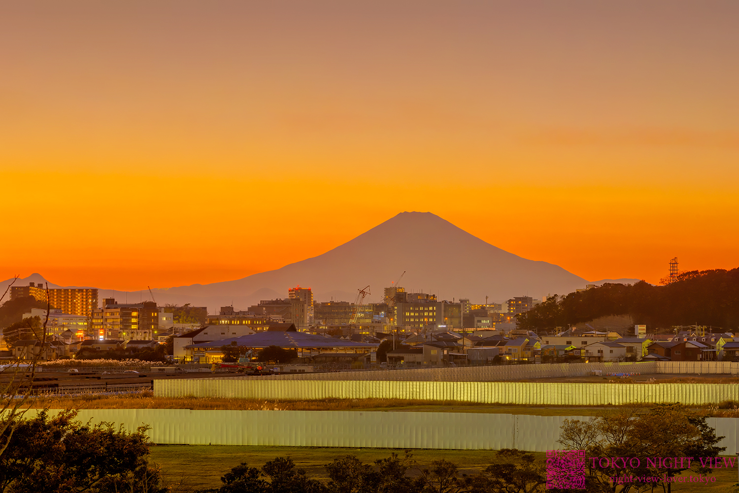 深沢住宅からの富士山夕景