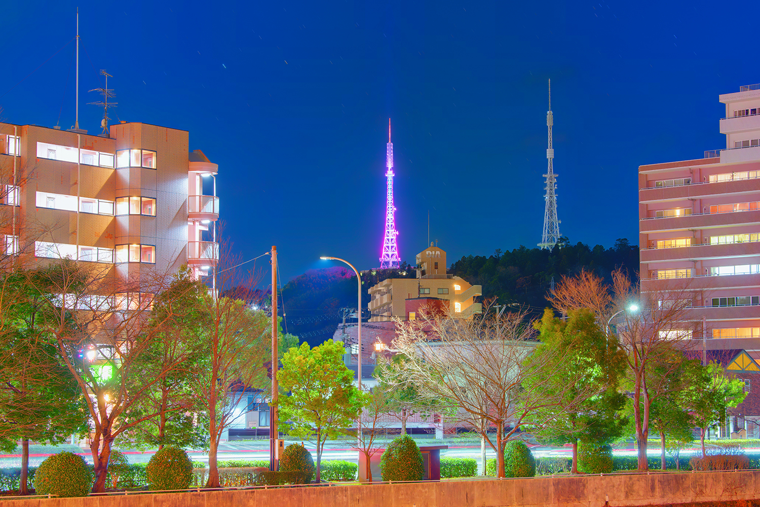 広瀬橋から仙台都市夜景を撮る