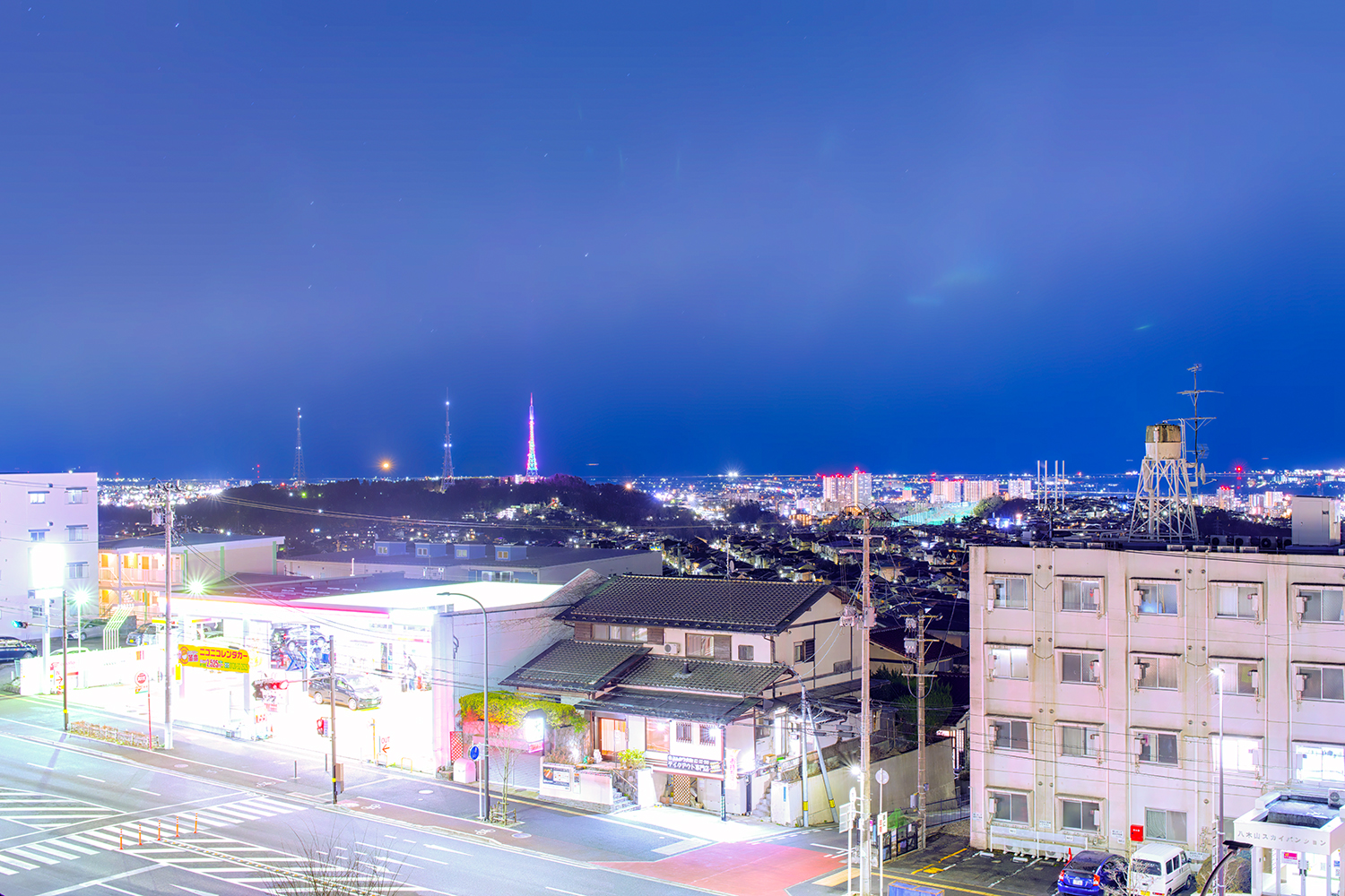 八木山てっぺんひろばから仙台都市夜景を撮る