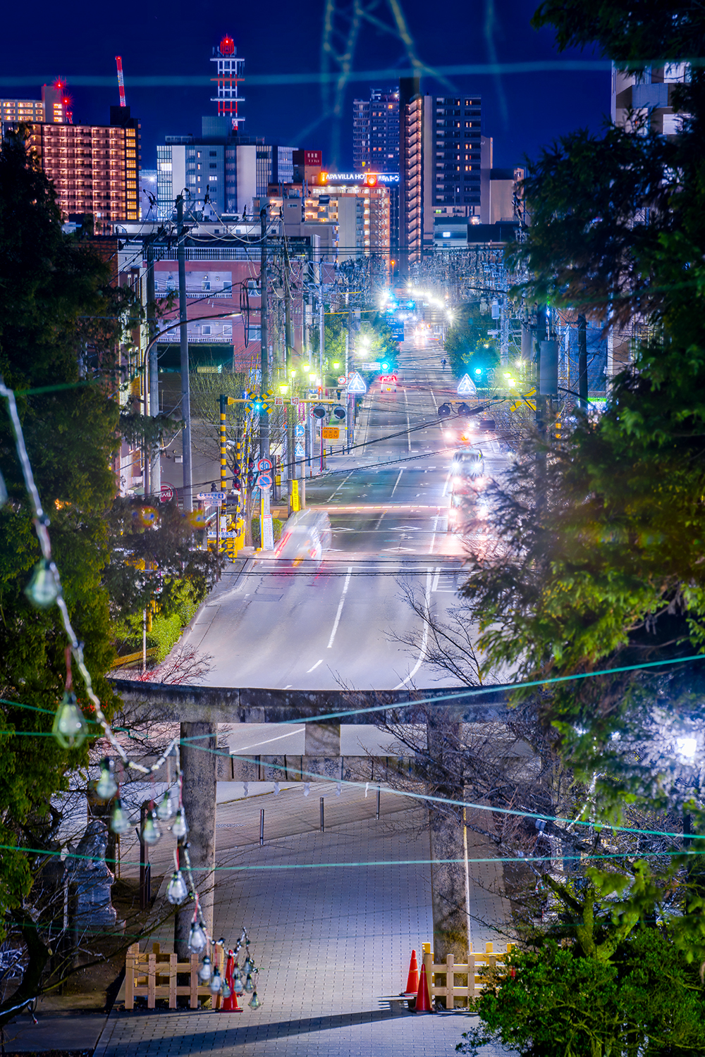 仙台東照宮から仙台都市夜景を撮る